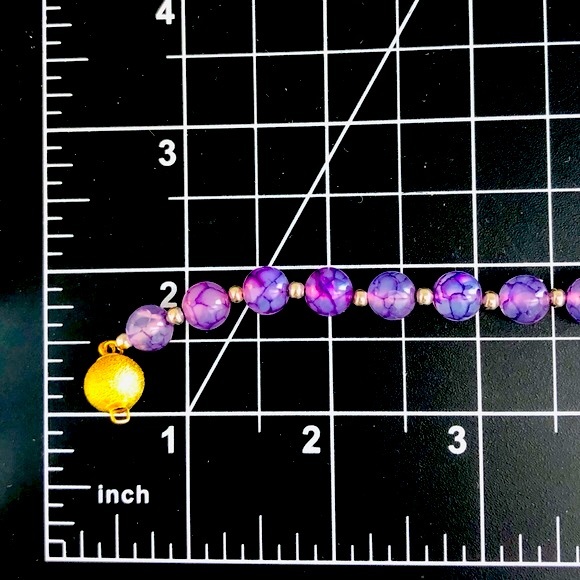 Vintage Amethyst Dragon Vein Glass Bead Necklace RARE! - Picture 10 of 13